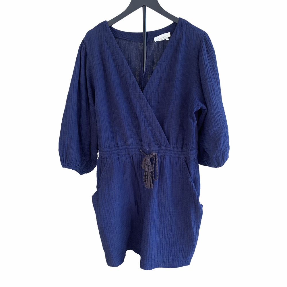 Anthropologie Navy Blue V-Neck Romper